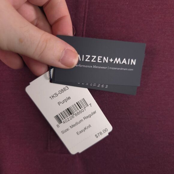 NWT Mizzen + Main Mens Medium Purple Grey Long Sleeve Henley Tee Shirt Top - Picture 3 of 7